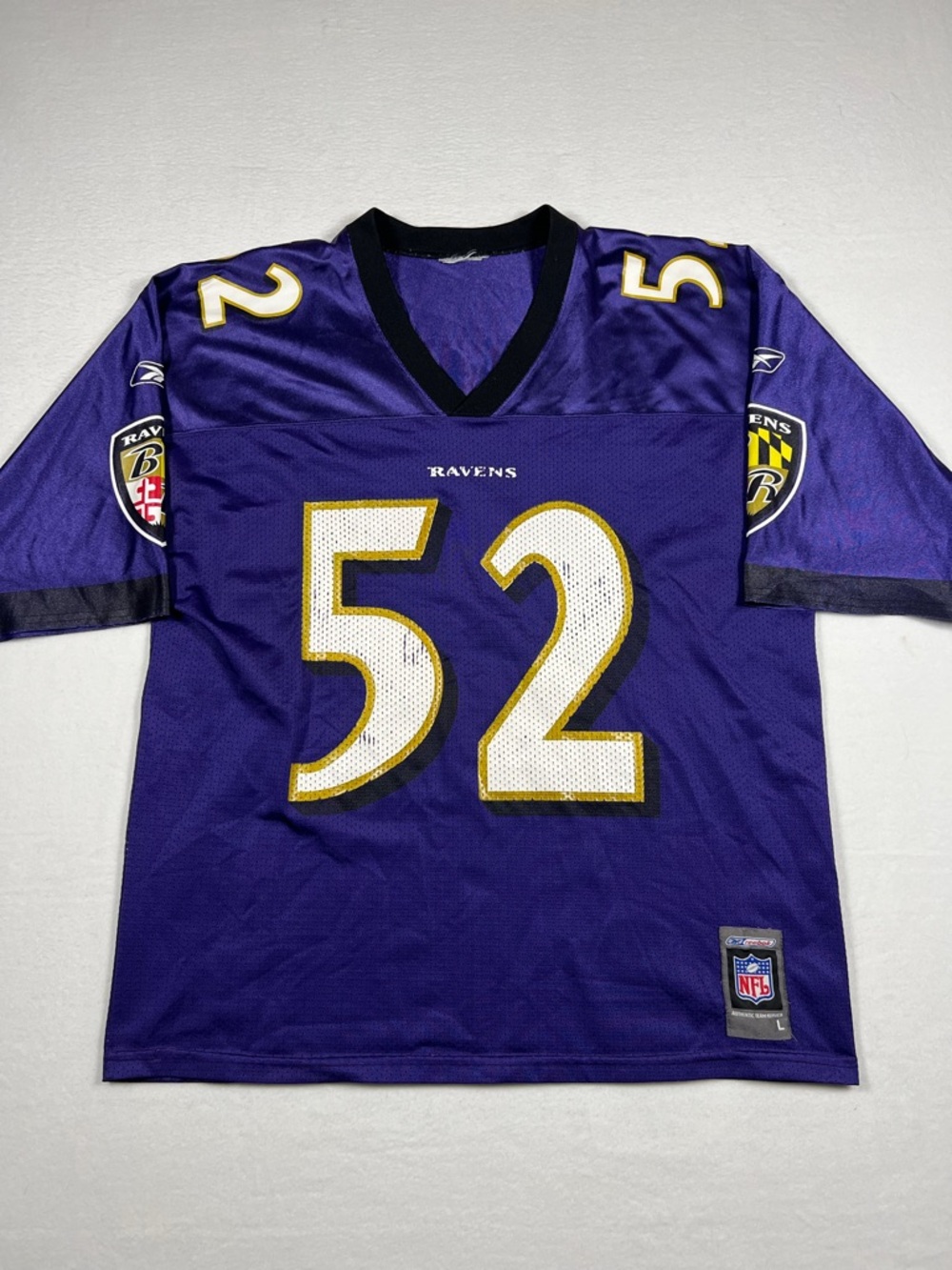 Vintage Reebok Baltimore Ravens Ray Lewis #52 Purple NFL Jersey Men’s Size L